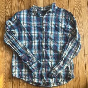 Men's Plaid Shirt - Blue and Red